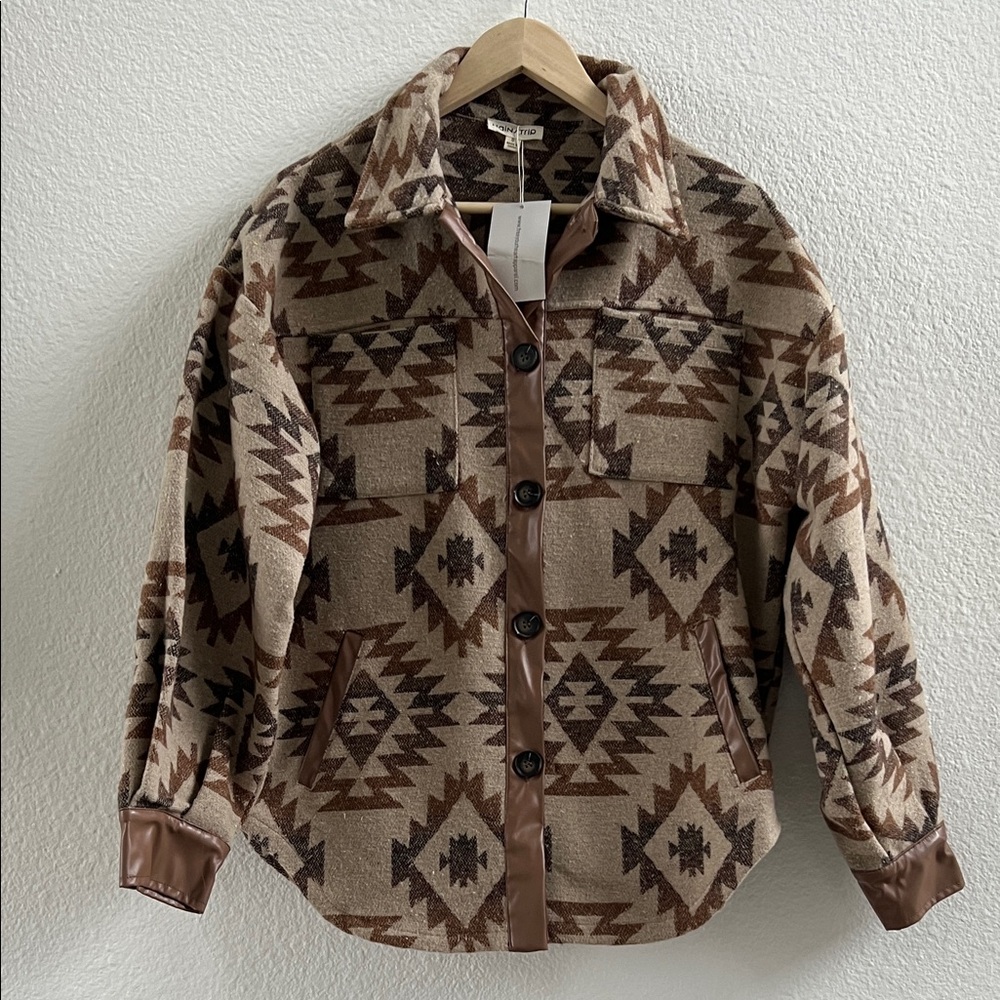 Main Strip Brown Aztec Jacket - NWT S